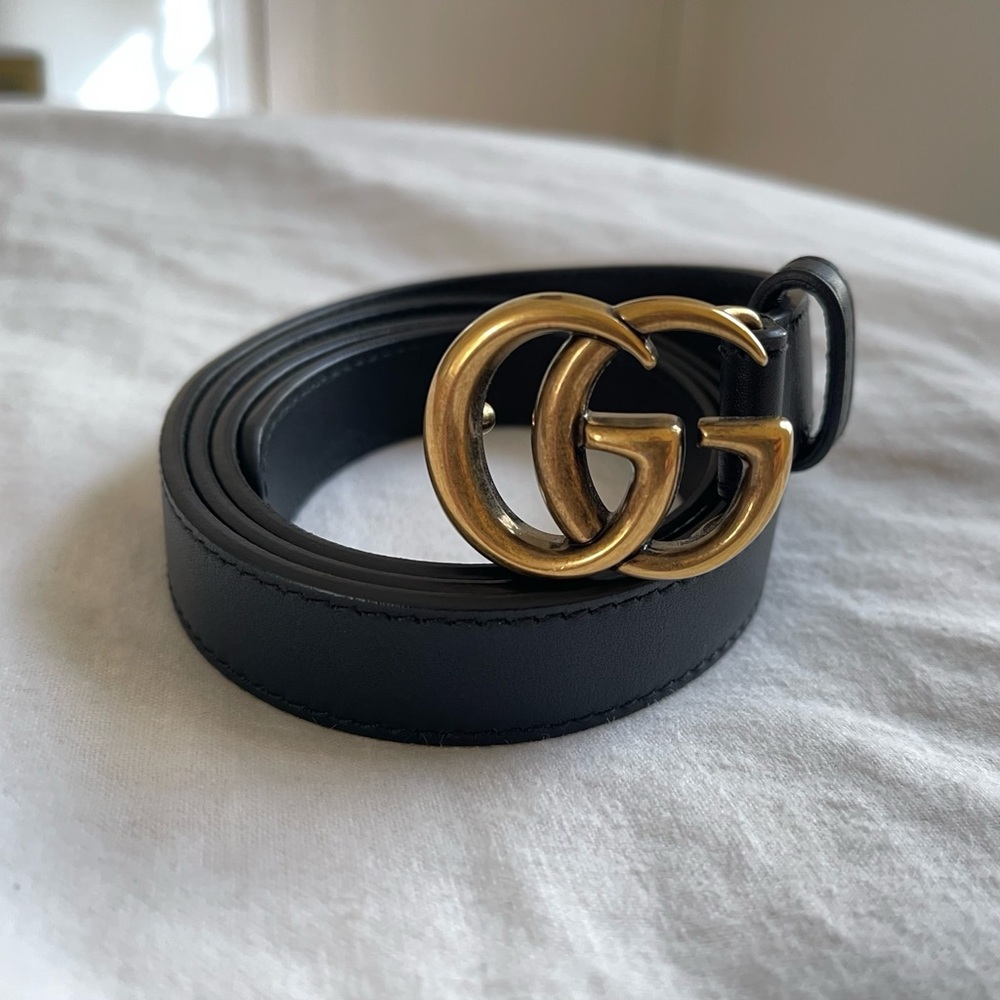 Gucci Leather belt with Double G buckle
